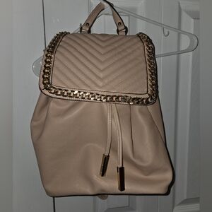 New Aldo Chic Blush Pink Backpack with Gold Chain Detail, Multi Inside Pockets